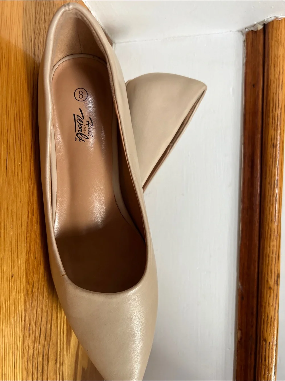 French Toast Cream Pointed-Toe Low Heel Pumps